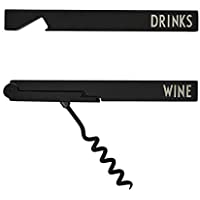 Design Letters 10204300BLACK - Juego de abrebotellas y vinos (acero inoxidable)
